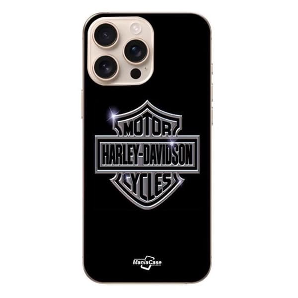 Puhelin kuoret - Harley Davidson - Iphone 16 Pro Max - Pehmeä - Harmaa ja Musta - Logo Mörkgrå