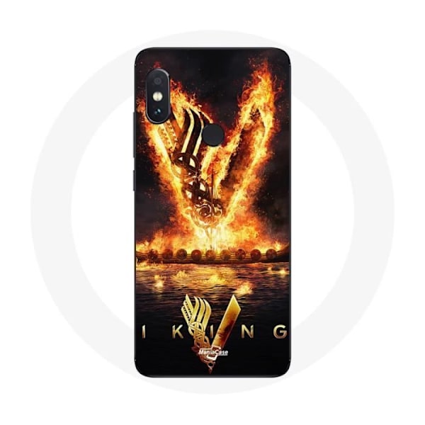 Coque för Xiaomi Redmi Note 5 AI Dual Camera Vikings Säsong 6 logotyp V Eldsword Svart bakgrund