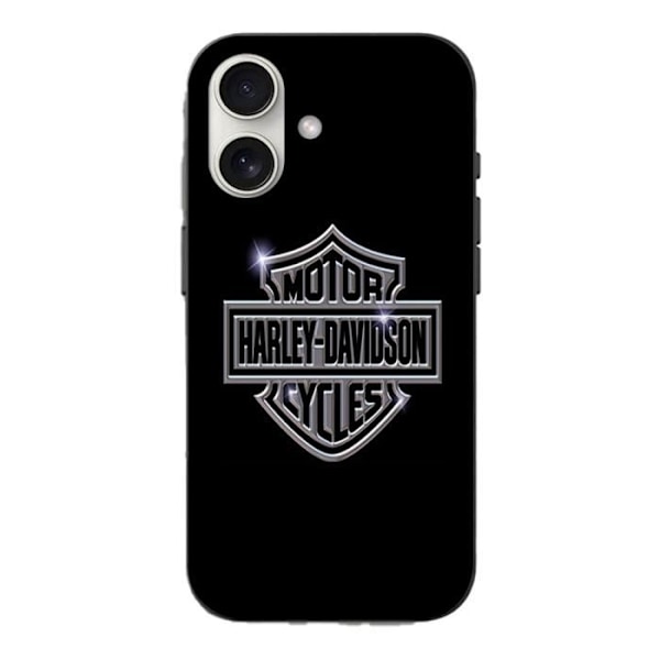 iPhone 16 Plus Cover - Harley Davidson - Logo - Blød - Sort - Grå Mörkgrå