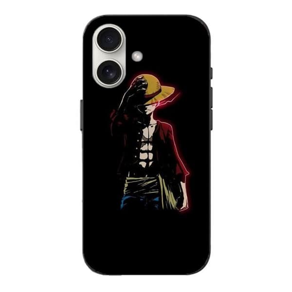 Coque - One Piece - Iphone 16 - Anime Luffy - Sort - Blød Svart