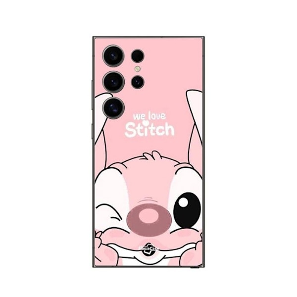Telefonfodral - Maniacase - Samsung Galaxy S25 Ultra - Mjuk - Silikon - Stitch Angel söt med rosa båge Svart