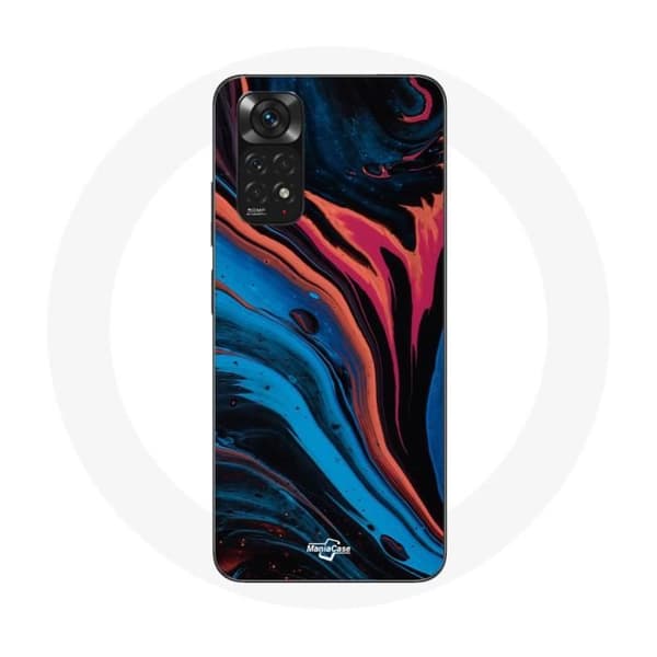 Cover til Xiaomi Redmi Note 11S Abstrakt tekstur blå sort rød