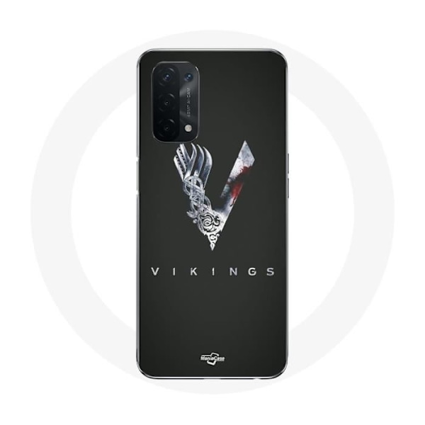 Coque för Oppo A54 5G Vikings Serie Säsong 6 logotyp V Svärd Grått På Svart Bakgrund