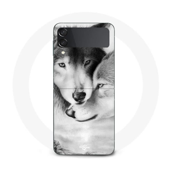 Coque - Maniacase - Galaxy Z Flip4 - Loope och varg - Silikon - Mjuk svart