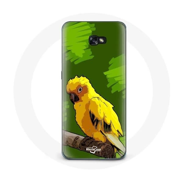Cover til Samsung Galaxy A3 2016 Grøn baggrund med gule parakitter