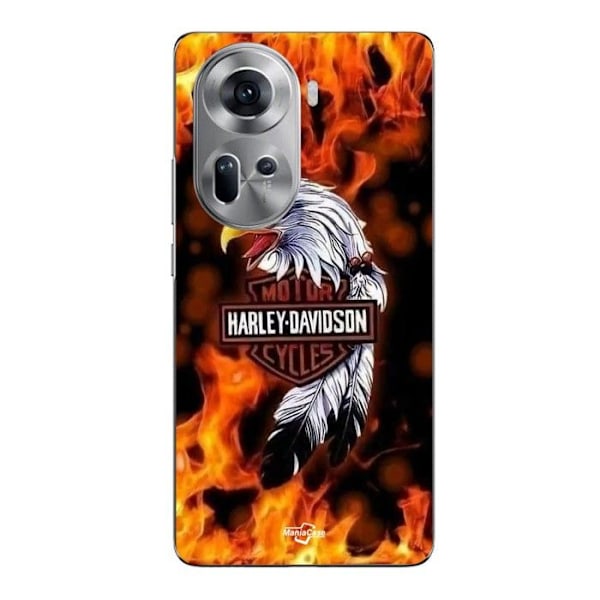 Mobilskydd - Maniacase - Oppo Reno 11 5G - Silikon - Mjuk - Harley Davidson eldigt öga Svart