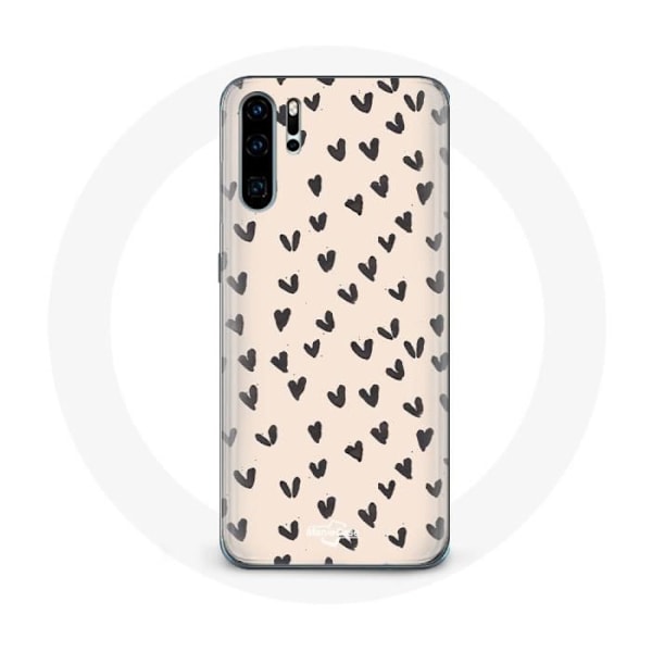 Coque för Huawei P30 Pro Bakgrund av abstrakt textur med svarta hjärtan