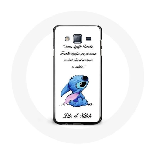 Skal för Samsung Galaxy J7 2016 Lilo och Stitch Ohana Citat Vit