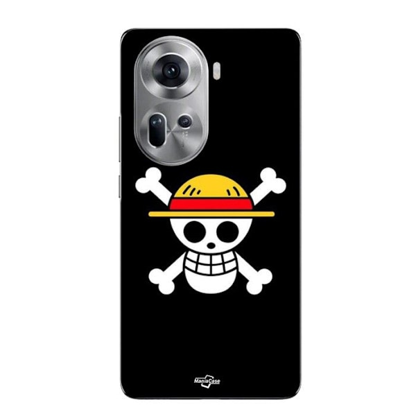 Coque Maniacase för Oppo Reno 11 5g Flagga One Piece Pirate Rap och Straw Hat Svart