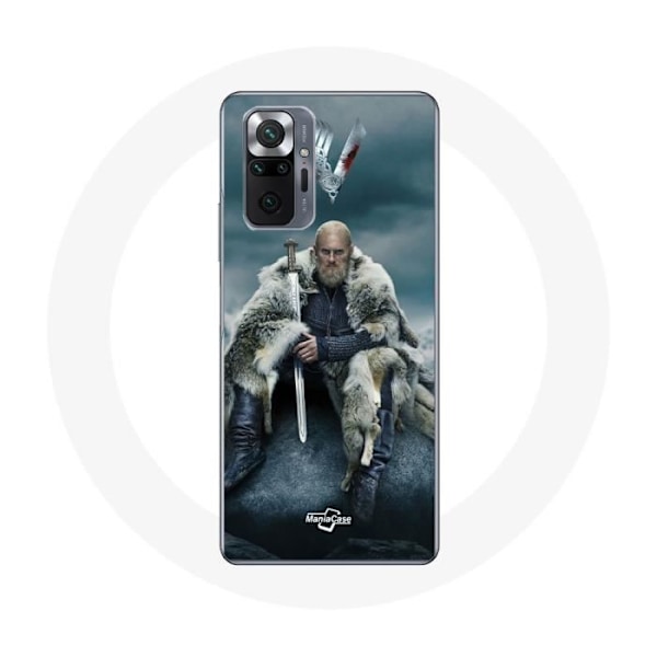 Coque för Xiaomi Redmi Note 10 Pro Vikings Serie Säsong 6 Ragnar Lothbrok logotyp V Svärd Grått Bakgrund Dimma