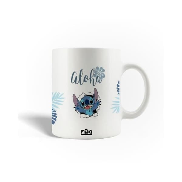 Mugg i keramik - Stitch - Aloha - 30cl - Vit - Diskmaskin vänlig