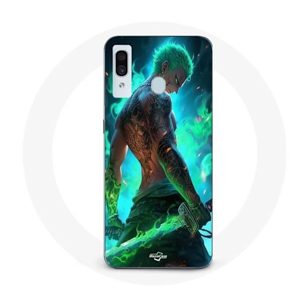 Coque Maniacase för Samsung Galaxy A40 One Piece Zoro 3D Manga anime Fanart