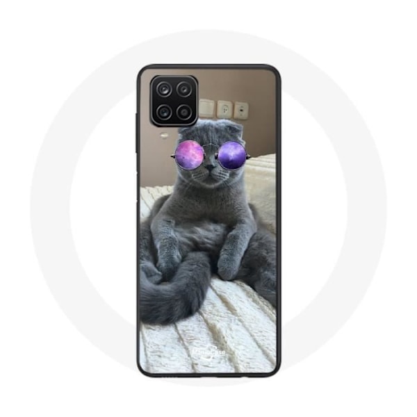 Fodral för Samsung Galaxy A22 4G Katt med Violetta Glasögon