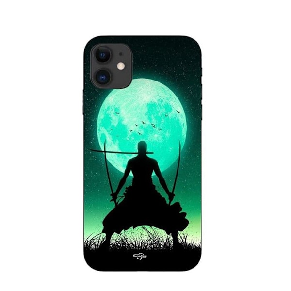 Coque Maniacase för Iphone 11 Roronoa Zoro trefaldig svärd fullmåne svart