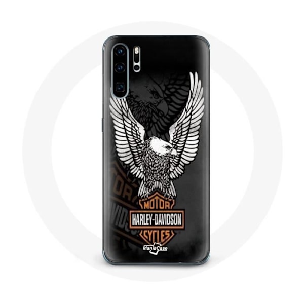 Skal för Huawei P30 - Harley Davidson - Örn logotyp - Hård - Skydd - Svart