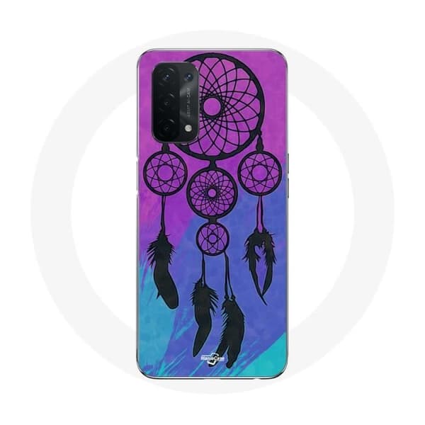 Cover til Oppo A54 5G Drømmefanger Sort Blå og Lilla Baggrund