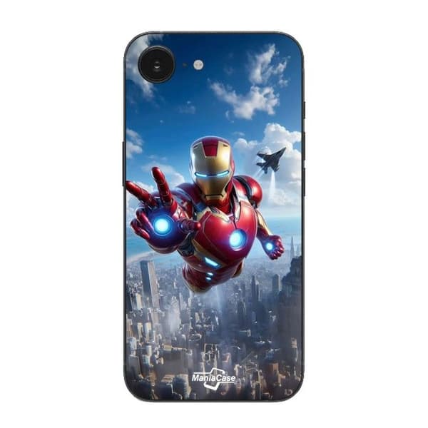 Coque Maniacase Til Iphone 16E Iron Man Angreb Svart