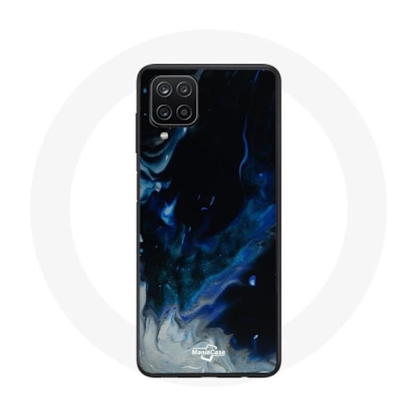 Skal för Samsung Galaxy A22 4G Flerfärgade rökmoln i blått, grått och svart på svart bakgrund