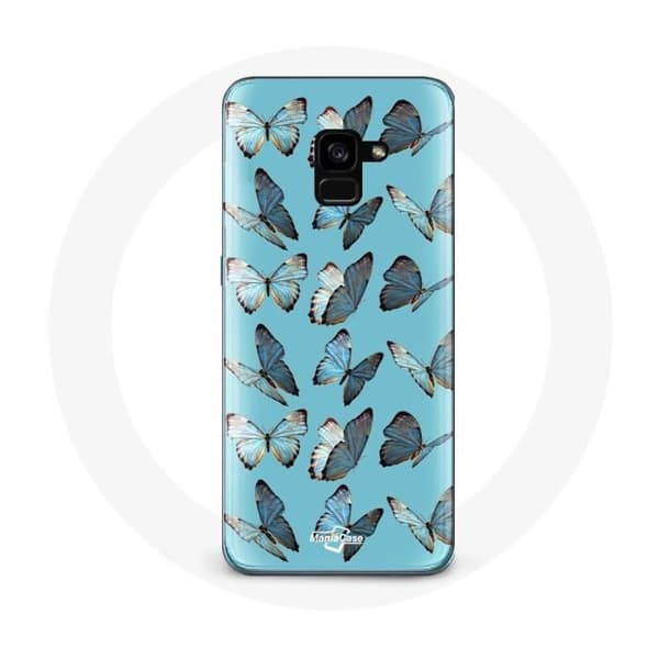 Samsung Galaxy A8 Plus -perhonen kuori sinisellä taustalla