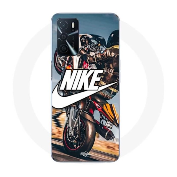 Coque Maniacase för Oppo A16 nike-logotyp vit motorcykelhjul