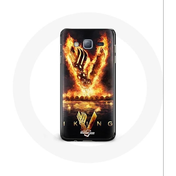 Coque för Samsung Galaxy A3 Vikings Serie Säsong 6 logo V Eldsvärd Svart Bakgrund