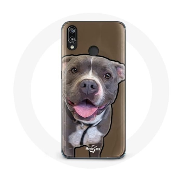 Coque - Huawei - P20 Lite - Mjuk - Pitbull Hund - Vit och grå Vit grå
