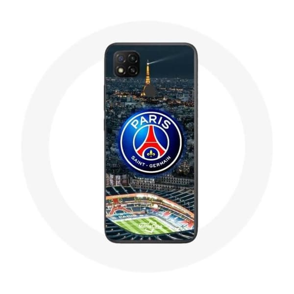 Coque - Xiaomi - Redmi 9C - Blød - Hvid - PSG Logo, Stadion, Nat, Eiffeltårnet