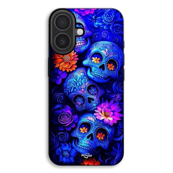 Coque för iPhone 17 Färgglada dödskallar Färgglad blå