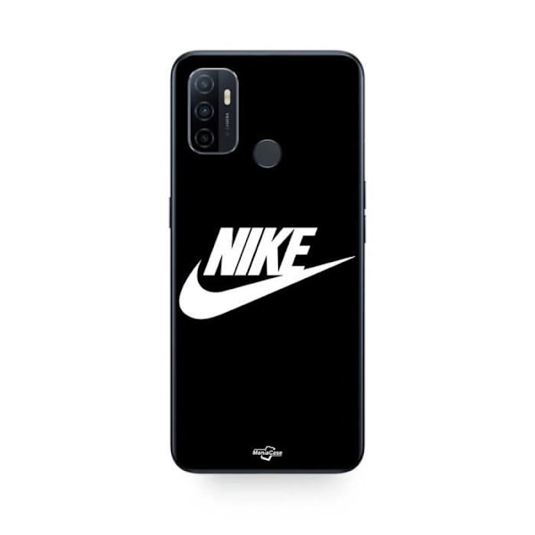 Coque Oppo A32 nike-logotyp vit front svart Maniacase