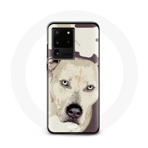 Coque - Samsung - Galaxy S20 Ultra - Rigide - Pitbull Hund - Vit Vit