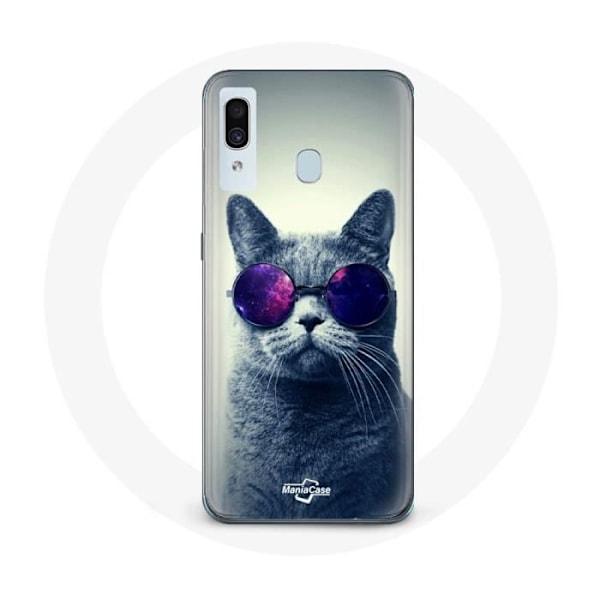 Coque för Samsung Galaxy A20e Katt Lila Glasögon Stil