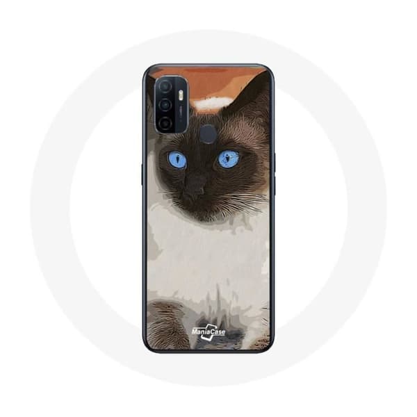 Coque Oppo A53 Siamese Katt svart och vit med blå ögon