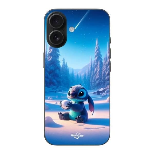 Coque - Maniacase - Iphone 16 - Sød Stitch med stjernerne sne - 3D - Blød
