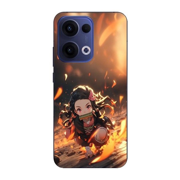 Telefonfodral - Maniacase - Oppo Reno 13 5G - Silikon - 3D konst anime - Demon Slayer Nezuko Svart