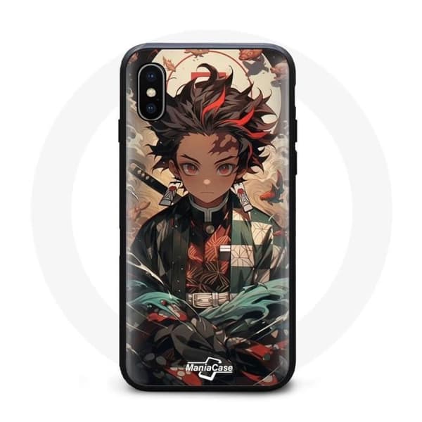 Coque - Maniacase - Iphone XS Max - Demon Slayer Tanjiro - Blød - Sort