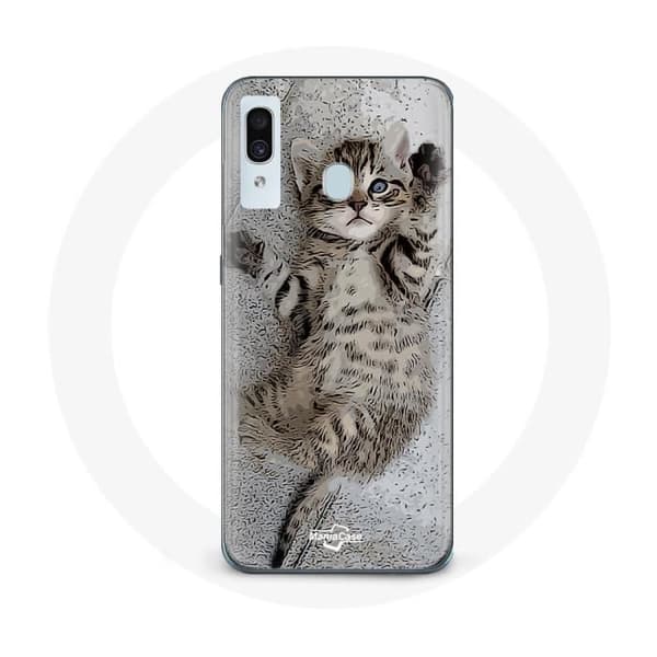 Kuori - Samsung - Galaxy A40 - Pehmeä - Bengalin kissa - Harmaa