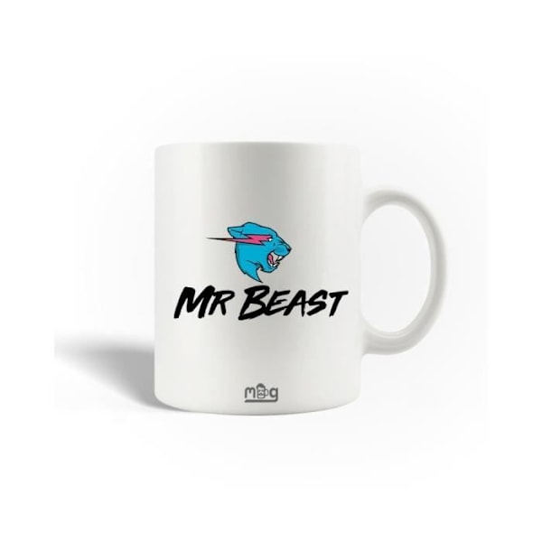 Mugg - MrBeast - Logotyp - Keramik - Vit - 30cl - Diskmaskinssäker