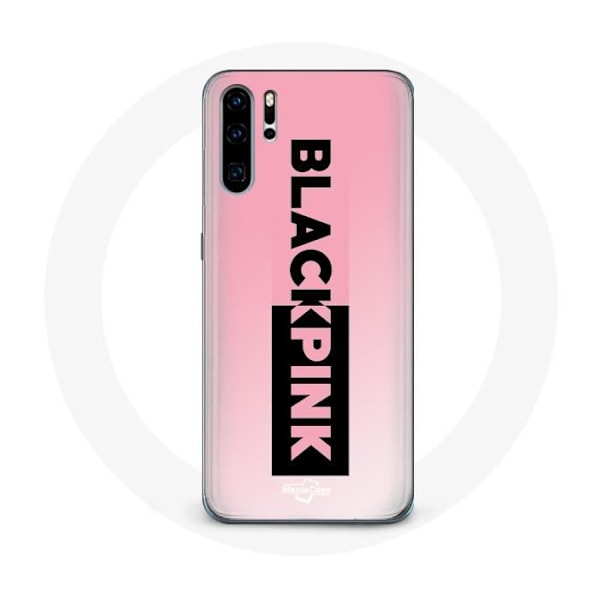 Coque för Huawei P30 Blackpink K-pop Grupp Logotyp Svart Rosa Bakgrund Rosa