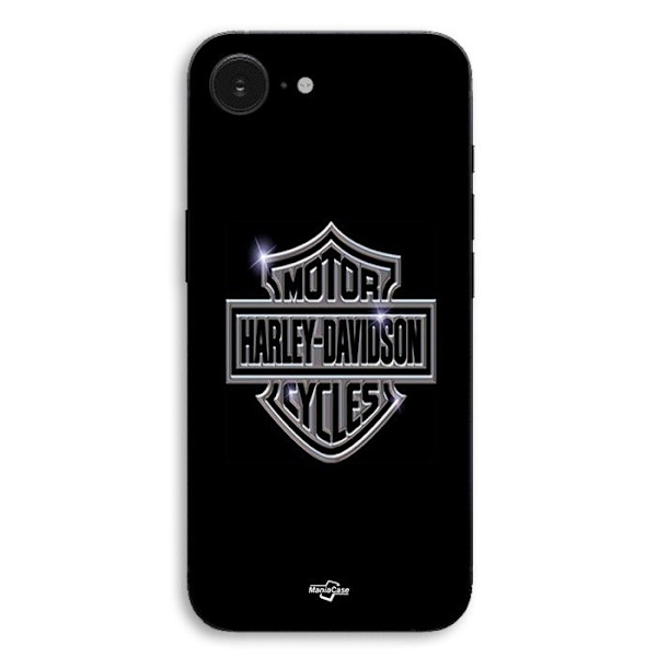 Coque til iPhone 17e Harley Davidson logo motorcykler grå front sort Maniacase Svart