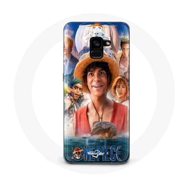 Coque - Maniacase - Samsung Galaxy A8 Plus - One Piece Luffy - Joustava - Musta