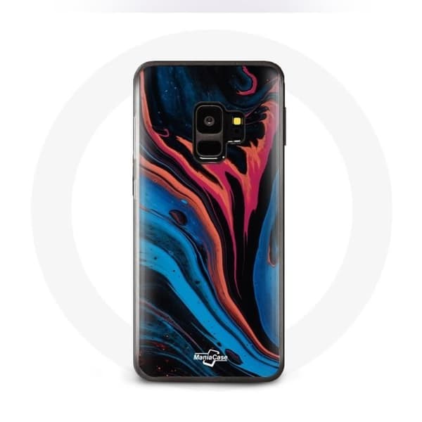 Samsung Galaxy S9 Cover Abstrakt tekstur blå sort rød