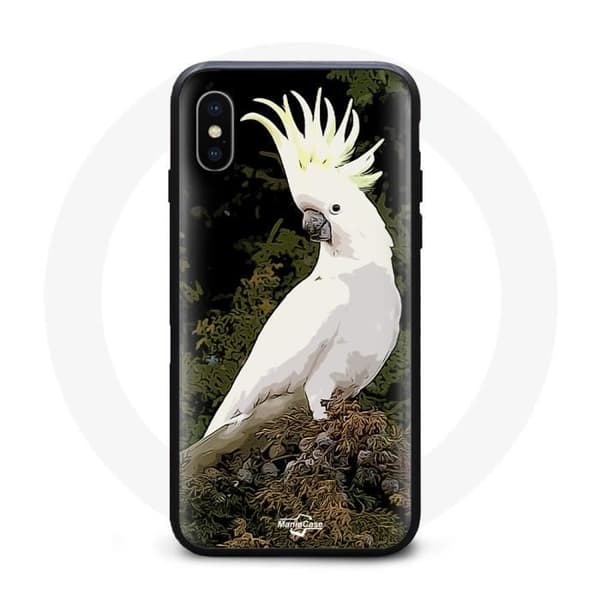 Cover - MANIACASE - Iphone XS max - Sort - Blød - Kakaduer Papegøjer