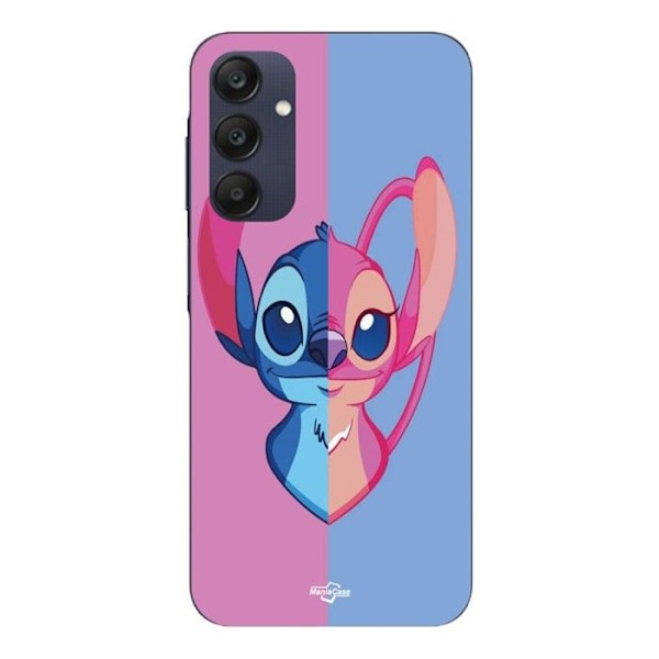 Coque - Maniacase - Samsung Galaxy A25 - Stitch och Angel - Mjuk silikon - Blå och rosa Blå, Rosa