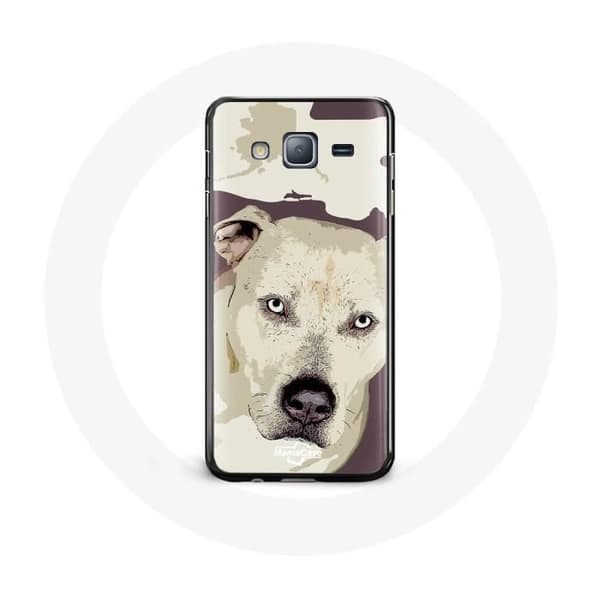 Cover til Samsung Galaxy J3 Hvid Pitbull Hund