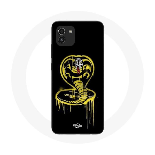 Coque för Samsung Galaxy A03 Cobra Kai Logga Gul Svart Bakgrund Affisch Serie