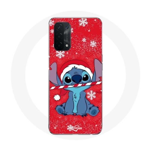 Coque för Oppo A74 5G Stitch snö glad jul Röd bakgrund