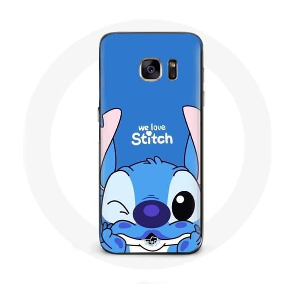 Cover til Samsung Galaxy S6 sød Stitch blå baggrund