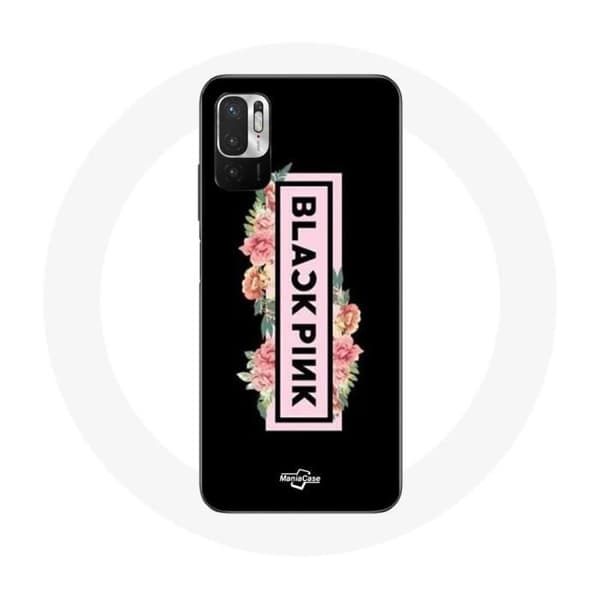 Cover til Xiaomi Redmi Note 10 5G Blackpink K-pop Gruppe Logo Sort Rosa Sort Baggrund