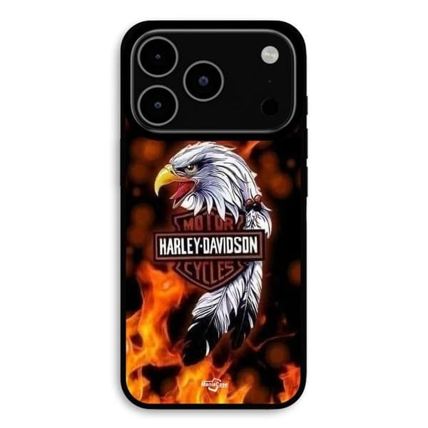 Coque för iPhone 17 Pro Max Harley Davidson örn eld Maniacase Svart