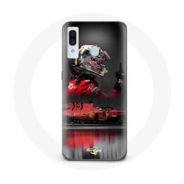 Skydd för Samsung Galaxy A20 Formule 1 Sebastian Vettel Formel 1-förare Röd